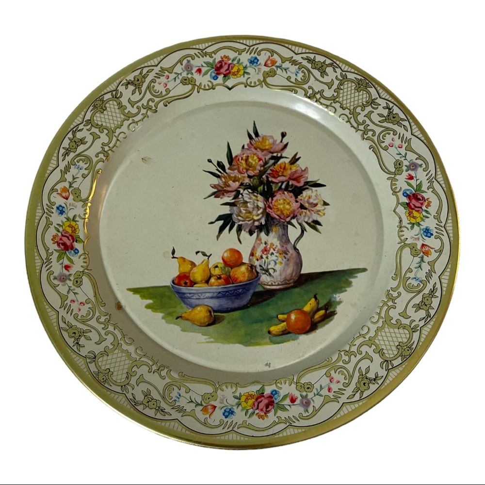 Vintage Daher Decorated Ware plate floral/fruit design & pattern holland